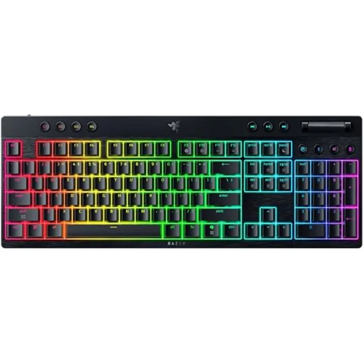Razer BlackWidow V4 Low-Profile HyperSpeed, Kabellose Gaming-Tastatur mit Orange Switches, HyperSpeed Wireless & BT, Multifunktionalem Drehregler, 11 Funktionstasten, DE-Layout