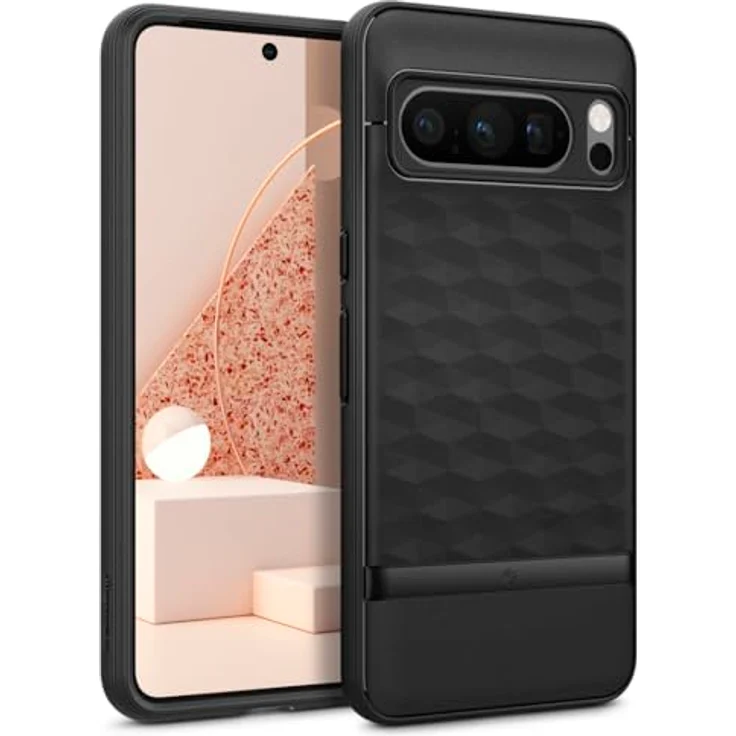 Caseology Parallax für Google Pixel 8 Pro Hülle, [3D Hexa-Würfel Design], Militärstandard Fallschutz - Matt Schwarz – Bild 1