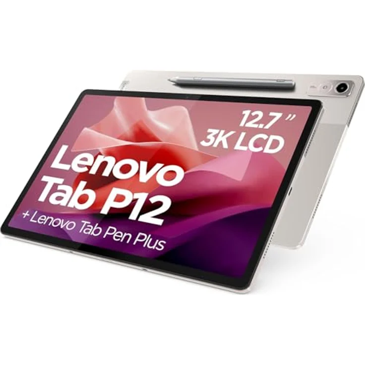 Lenovo Tab P12 3K-Tablet, 12,7 Zoll (MediaTek Dimensity 7050, 8 GB RAM, 256 GB erweiterbar auf 1 TB, 4 Lautsprecher, Wi-Fi 6, Bluetooth 5.1, Android 13), Hafer – Bild 1