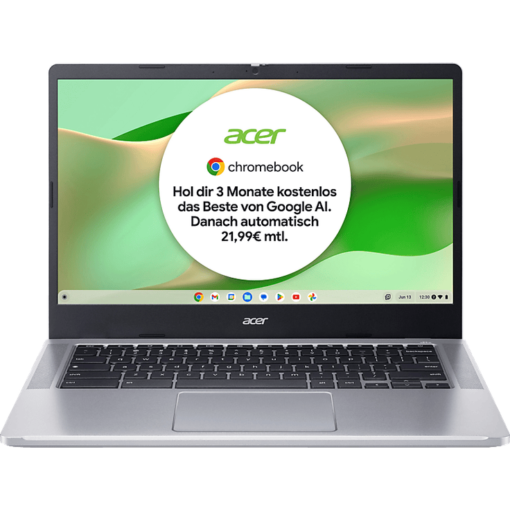 ACER Chromebook 314 (CB314-4H-345E), 14 Zoll Laptop mit Intel® Core™ i3-N305, 4 GB RAM, 128 GB eMMC, UHD Graphics, Pure Silver, Google ChromeOS