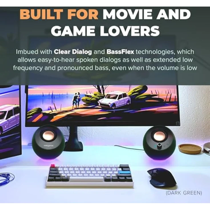 CREATIVE Pebble Pro (Schwarz), USB-C PC-Lautsprecher mit Bluetooth 5.3, RGB-Beleuchtung, USB-Audio und Mikrofonanschluss – Bild 4