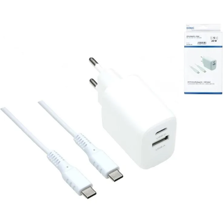 DINIC PW-CC-W-KB, Handy-Ladegerät für drinnen, AC, 1,5 m, Weiß