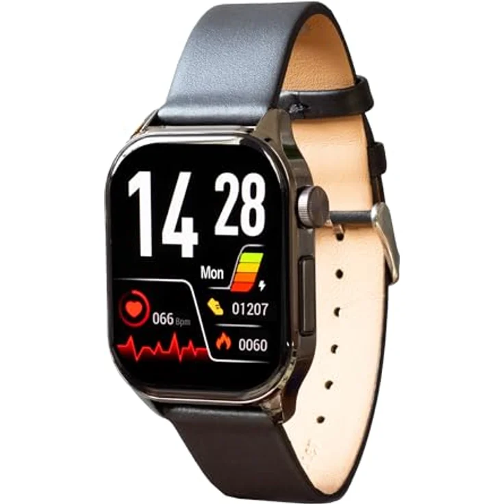 Knauermann PRO 3 (2024) Schwarz - Gesundheitsuhr Smartwatch mit Telefoniefunktion - EKG + HRV und SOS Funktion - AMOLED Display- BT Bluetooth - Schlafapnoe - Echtlederband Schwarz, 14-24 – Bild 3