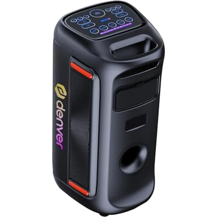 DENVER BPS-370, Bluetooth Lautsprecher mit 100 W RMS, synchronisierten LED-Effekten und IPX4 Spritzwasserschutz, tragbar mit Griff und Rollen – Bild 6