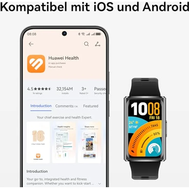 HUAWEI Band 11 Pro, Fitness-Tracker für Handgelenke 130-210 mm, schwarz – Bild 12
