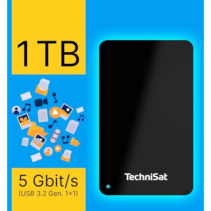 TechniSat STREAMSTORE 24, 2,5 Zoll USB 3.2 Festplatte mit 1 TB Speicherplatz, LED Anzeige und Übertragungsrate von 5 GB/s – Bild 2