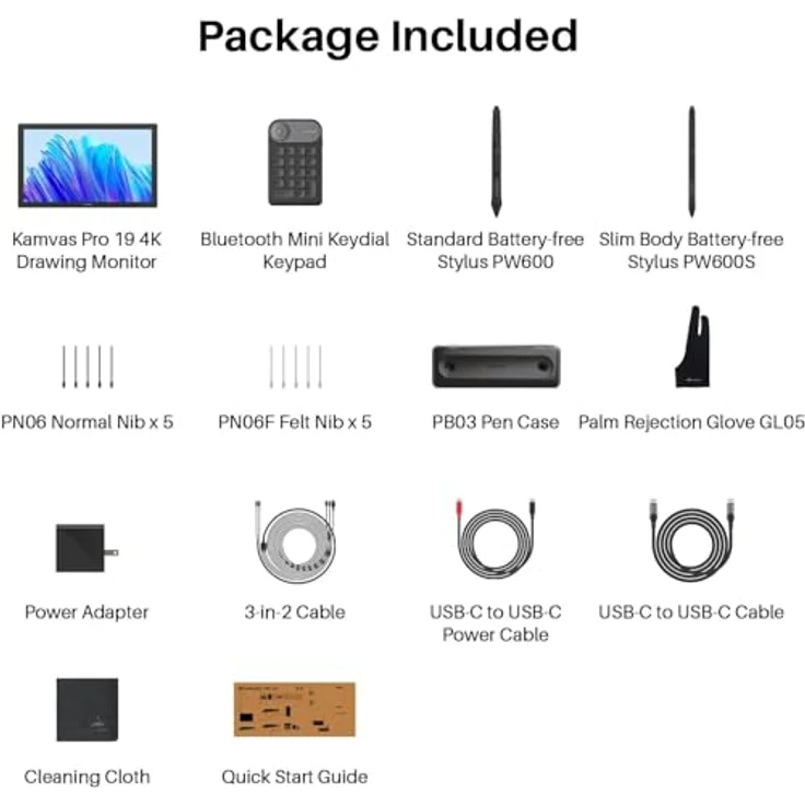 HUION Kamvas Pro 19 Grafiktablett, 18,4-Zoll mit 4K UHD-Auflösung, Grau – Bild 9