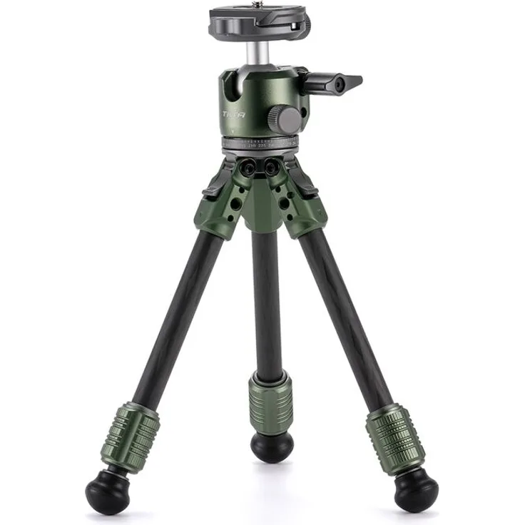 Tilta BT03 Tischkugelkopf mit 1-stufigen Stativbeinen aus Kohlefaser (3 KG), waldgrün, leicht und robust mit ausziehbarem Griff