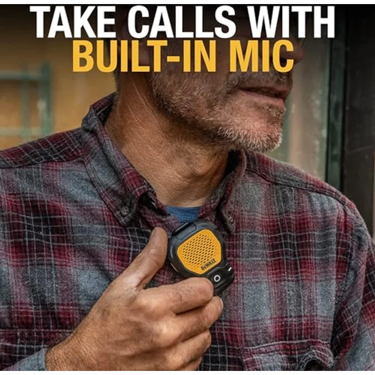 DEWALT Jobsite Pro tragbarer Bluetooth-Lautsprecher, IP56 Schutz, mit abnehmbarem Magnet und Einhandclip – Bild 2