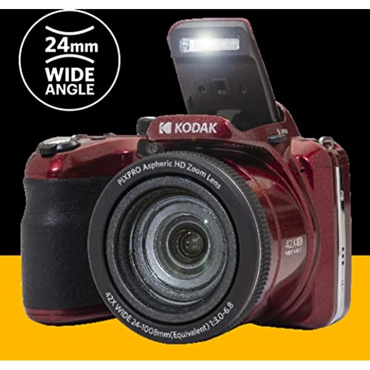 KODAK Pixpro Astro Zoom AZ425 Digitalkamera Bridge, 42 x optischer Zoom, 24 mm Weitwinkel, 20 Megapixel, LCD 3, Full HD 1080p, Li-Ion-Akku, Rot – Bild 5