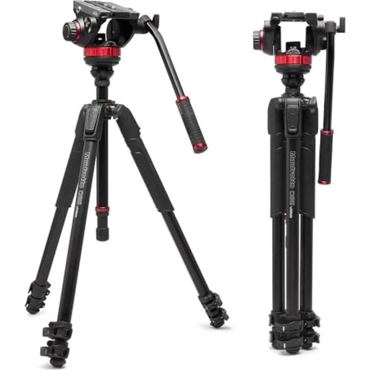 Manfrotto 055 Alu Kit, Videostativ mit Fluid-Kopf, 3 Segmente, belastbar bis 10 kg, Höhe von 54 bis 179 cm – Bild 2