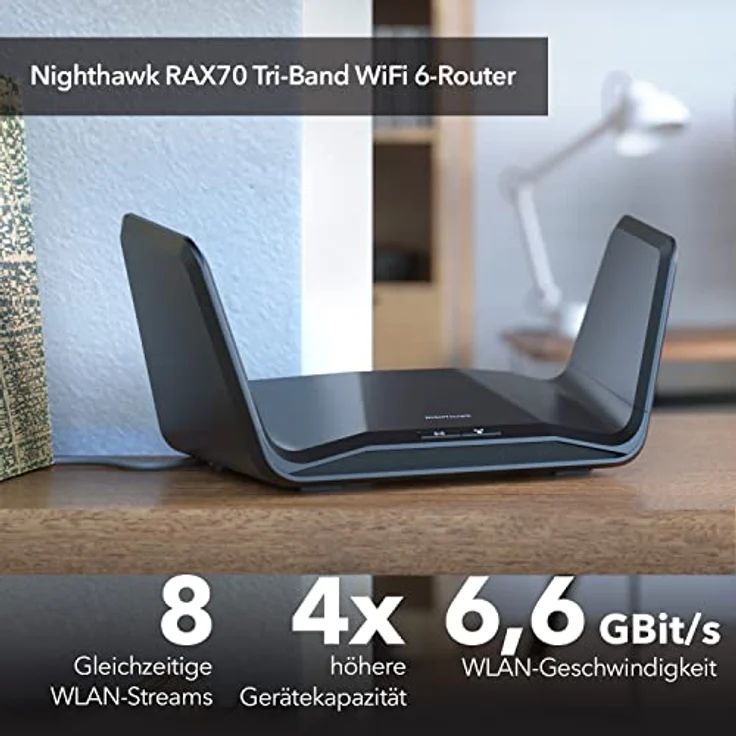 NETGEAR RAX70 - Wireless Router - 4-Port-Switch - GigE - 802.11a/b/g/n/ac/ax - Tri-Band – Bild 2