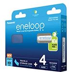 Panasonic eneloop, Ready-to-Use Ni-MH Akku, AAA/Micro, 4er-Pack mit Box, verbesserte Kapazität, 2100 Ladezyklen, hohe Leistung & geringe Selbstentladung, wiederaufladbar, plastikfreie Verpackung