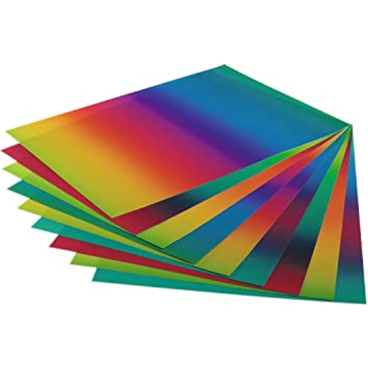 folia 785 - Mappe mit Regenbogentransparentpapier, farbig sortiert, 10 Blatt, 115 g/qm, ca. 22,5 x 32 cm, ideal zum Gestalten von Windlichtern, Fensterbildern und anderen Bastelarbeiten – Bild 2