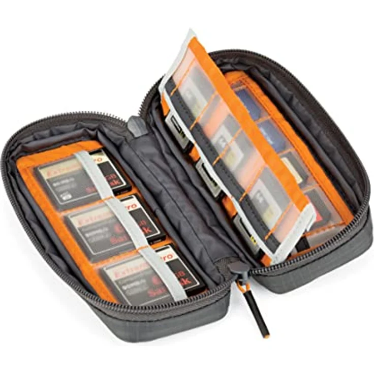 Lowepro GearUp Memory Wallet 20, Kompakter Speicherkarten-Organizer für CF-, XQD- & SD-Karten, SD-Tasche mit Doppeltem Reißverschluss, Hergestellt aus Recyclingmaterial, Grau – Bild 3