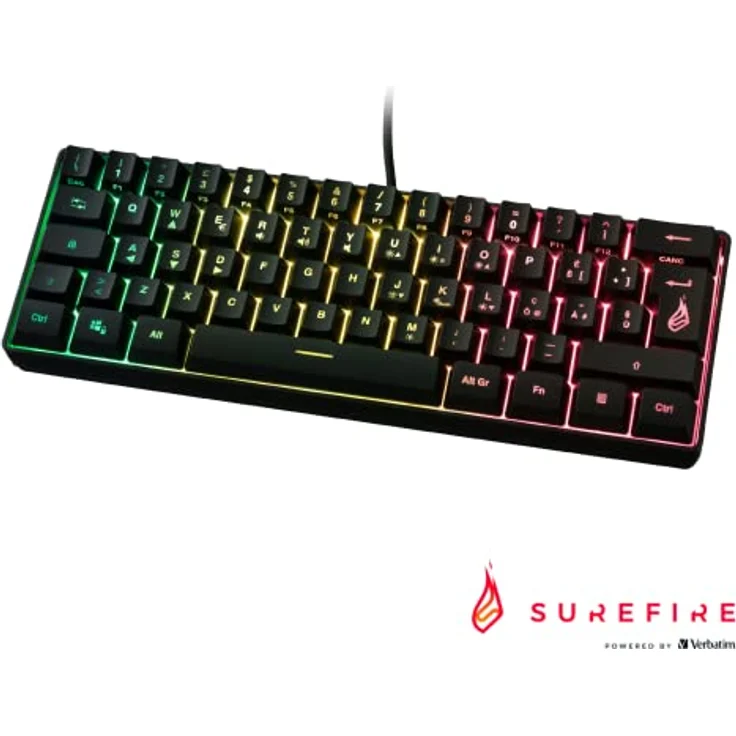 Surefire Kingpin X1 60% Gaming Tastatur Italian, Gaming Multimedia Keyboard klein & mobil, RGB-Tastatur mit Beleuchtung, 25 Anti-Ghosting-Tasten, italienisches Layout QWERTY – Bild 2