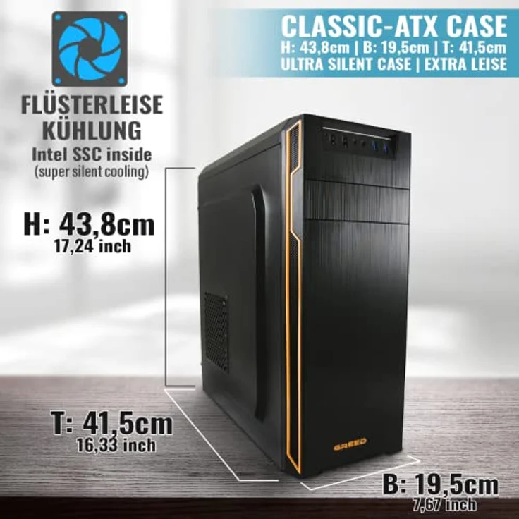 GREED® Basic Office PC, Intel Celeron G5905, 3,5 GHz, 8GB RAM, 512GB SSD, USB 3.0, WLAN, inkl. Windows 11 Pro – Bild 4