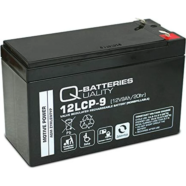 Quality Batteries Q-Batteries 12LCP-9 / 12V - 9Ah AGM Blei Akku - Deep Cycle VRLA, schnellladend und auslaufsicher, schwarz – Bild 4