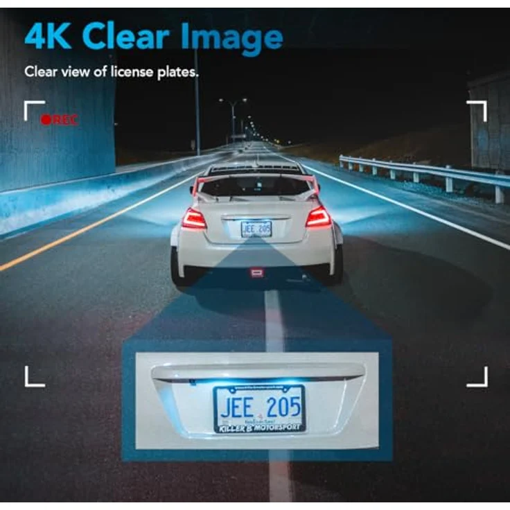 AutoSky 4K Dual Dashcam mit GPS & WLAN – Frontkamera 4K Ultra HD, Rückkamera 1080P, 140° Weitwinkel, G-Sensor, Loop- & Zeitraffer-Aufnahme, Nachtsicht, Bewegungserkennung, schwarz – Bild 2