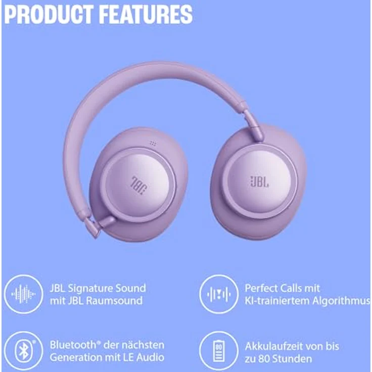 JBL Live 780NC, Kabellose Over‑Ear‑Kopfhörer mit Adaptivem Noise Cancelling, Hi-Res Audio, 80 Stunden Akkulaufzeit, Sprachsteuerung, Schwarz – Bild 5
