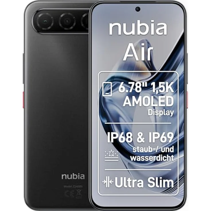 Nubia Air, Smartphone mit 8 GB RAM und 256 GB Speicher, schwarz – Bild 1