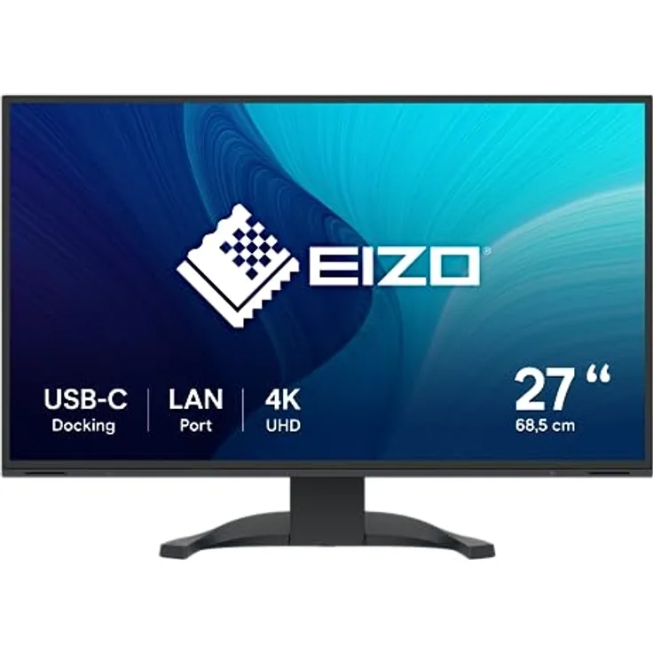 EIZO FlexScan EV2740X-BK 68,5 cm (27 Zoll) Monitor (USB-C (94W PD), DisplayPort, HDMI, USB-Hub, RJ-45 LAN, KVM Switch, 5 ms Reaktionszeit, 3840 x 2160 (4K UHD)) schwarz