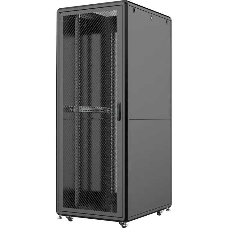 Logon RSL42U81BL, 42 HE Serverschrank 19 Zoll Rack, Schwarz, mit 600 kg Tragfähigkeit und aktivem Kühlsystem