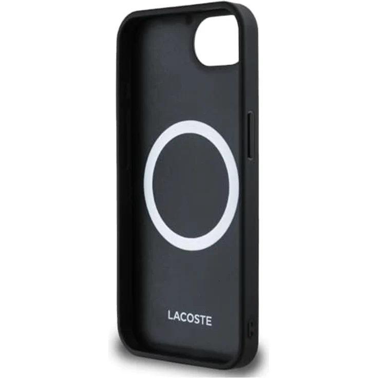 Lacoste Case Iconic Petit Pique Woven Logo MagSafe, Smartphone Hülle aus strapazierfähigem PU-Material für iPhone 16e, Schwarz – Bild 7
