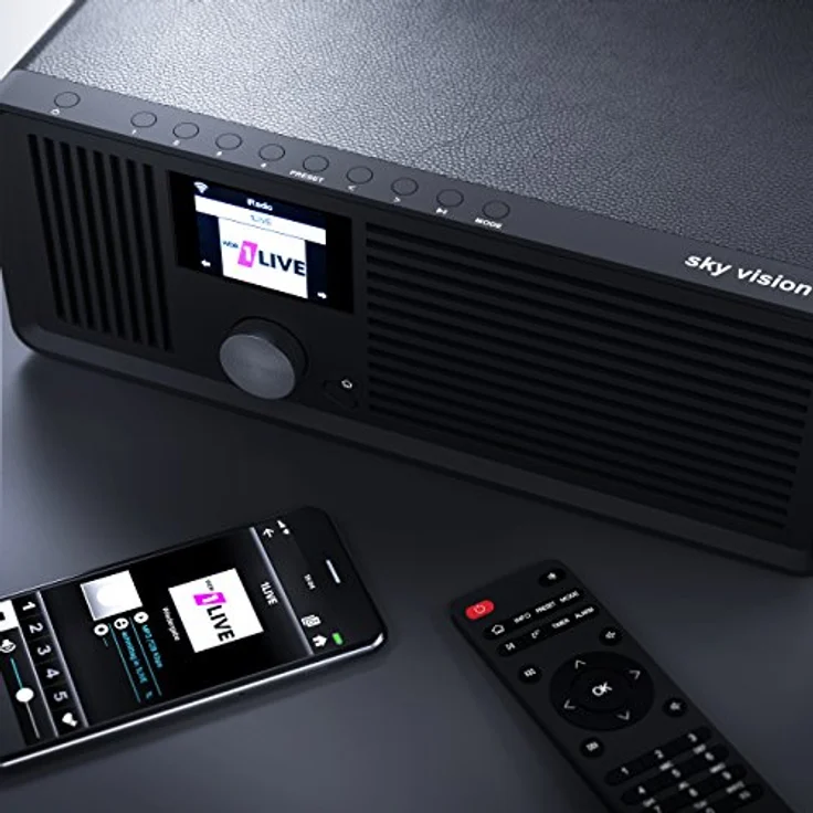 sky vision DAB 70 IR – Stereo DAB Plus Radio, WLAN Internet Radio (DAB+, FM UKW, Radio WLAN-fähig, mit AUX-Anschluss Plus Kabel, Digital Radio Wecker, mit Fernbedienung), schwarz – Bild 8