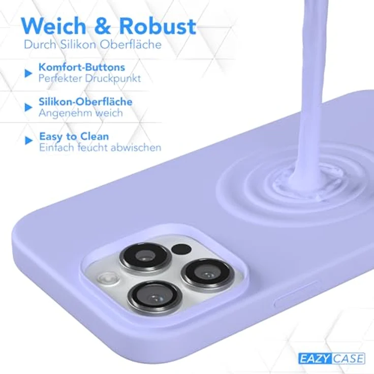 EAZY CASE Premium Silikon Handyhülle für iPhone 16 Pro Max, Slimcover mit Kameraschutz, 3-Schichten Aufbau, Lavendel Lila – Bild 4