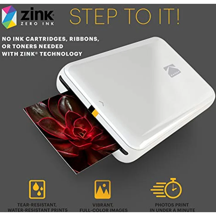 KODAK Step Sofort-Smartphone-Fotodrucker - Tragbarer Mini-Farb-Mobilfotodrucker - Zink 2x3” Klebefotos - Bluetooth-kompatibel mit iOS- & Android-Geräten - Spaßige Bearbeitungs-App - Weiß – Bild 4