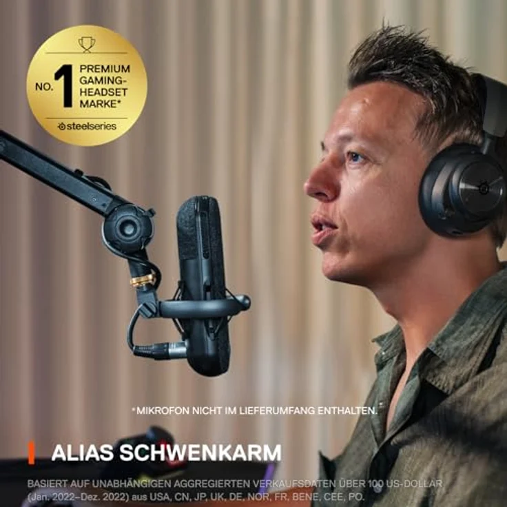 SteelSeries Alias/Alias Pro Mikrofon-Schwenkarm – 360-Grad-Drehung, Tischklemme, faltbares Design – Bild 2