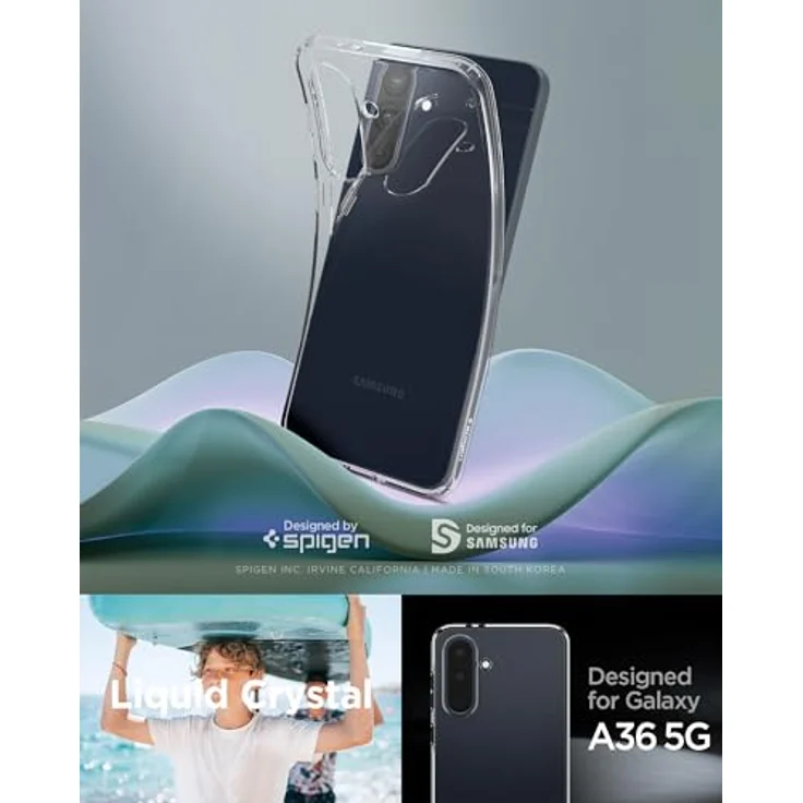 Spigen Liquid Crystal Hülle Kompatibel mit Samsung Galaxy A36 5G -Crystal Clear, Transparentes TPU Material, Schutzrand für Display und Kamera, Air Cushion Technologie. – Bild 2