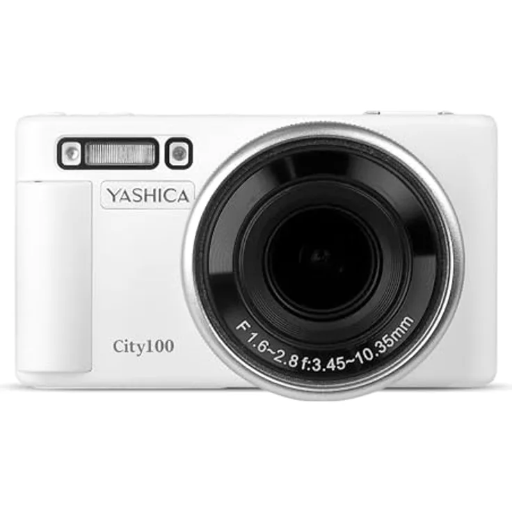 Yashica Kyocera City100 Digitalkamera, Weiß mit 13-72 MP Auflösung und 4K Video-Funktion