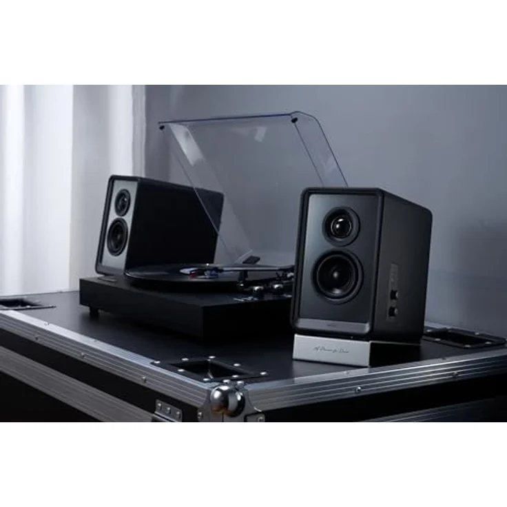 EDIFIER QR65 Aktive Design-Monitorlautsprecher (70 Watt) mit RGB-Lichteffekten, 3X USB TurboGaN-Schnellladeports und Subwoofer-Ausgang, schwarz – Bild 3