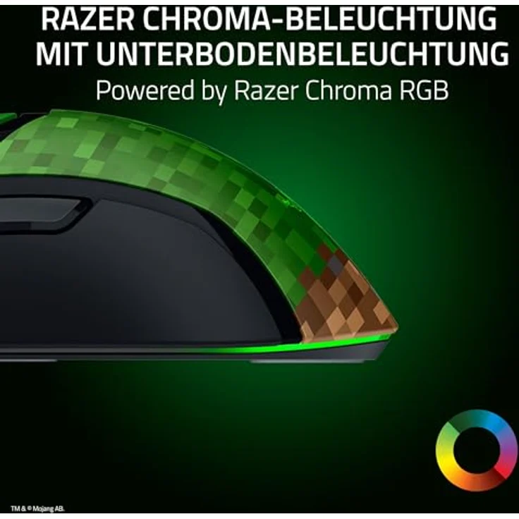 Razer Cobra Minecraft Edition - Leichte kabelgebundene Gaming-Maus - 8500 DPI Sensor (58g, optische Mausschalter 3th Gen, Chroma-Beleuchtung mit Gradient Underglow, Speedflex-Kabel) – Bild 5