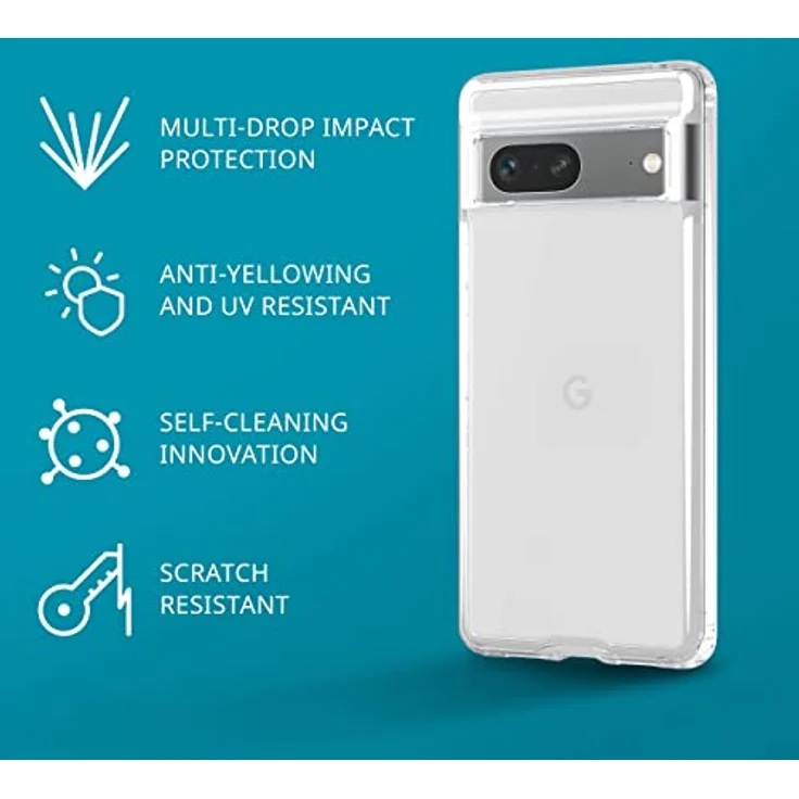 tech21 Google Pixel 7 Evo Clear, Clear Handyhülle mit 3,6 m Multi-Drop-Schutz und Anti-Vergilbungs-Technologie – Bild 2