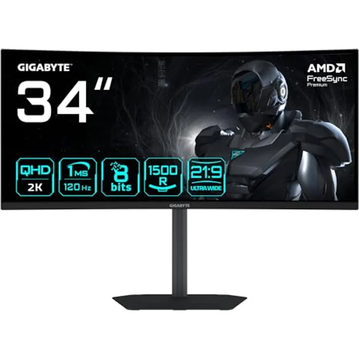 Gigabyte GS34WQCA (3440 x 1440 Pixel, 34"), Monitor, Schwarz – Bild 1
