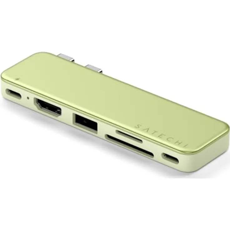 SATECHI USB-C Snap Hub 6-in-2 für MacBook Neo, 4K HDMI und 45 W Passthrough-Laden, Zitrus