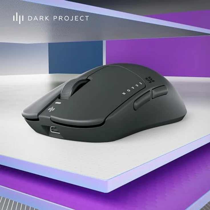DARK Project Novus SE Gaming Funkmaus – PAW3395 Sensor, 26.000 DPI, 6 Tasten, Huano Switches, USB Nano-Empfänger – Bild 2
