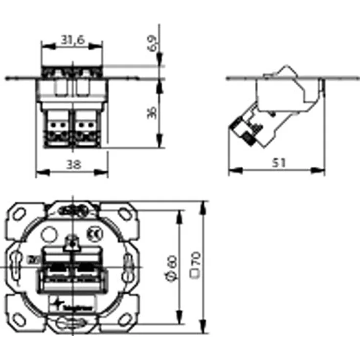 Telegärtner Netzwerkdose Unterputz CAT 6a 2 Port, voll geschirmt für 1000 MBit/s, designfähig – Bild 2