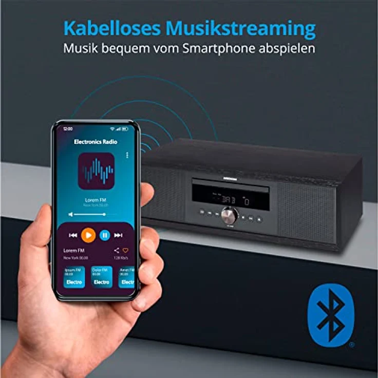 MEDION P64145 All in One Audio System (DAB+, CD, MP3, PLL UKW Radio, USB, Kompaktanlage, Elegantes Design, Weckfunktion, Sleep Einschlafautomatik) anthrazit – Bild 4