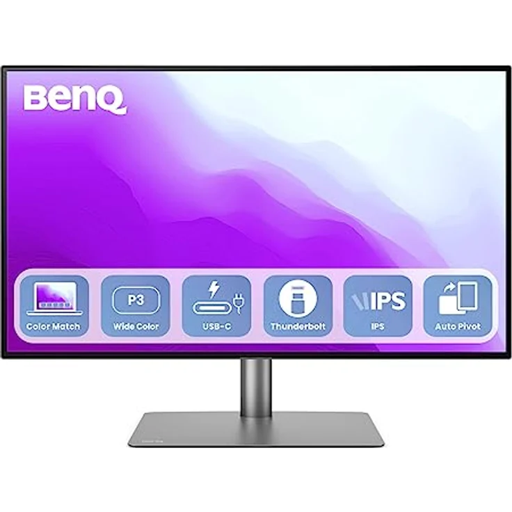 BenQ PD3220U Grafiker Monitor (AQCOLOR Technologie, 32 Zoll, 4K UHD, IPS, P3 Farbraum, Thunderbolt /USB-C-Laden, DP / HDMI, KVM, Hardware kalibriert, Höhenverstellbar), MacBook kompatibel – Bild 1