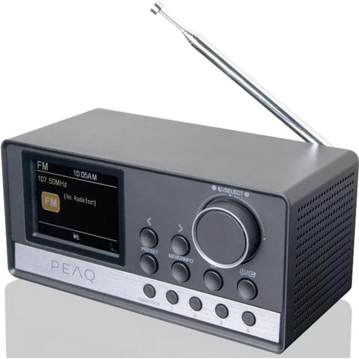 PEAQ PCR 440 Radiowecker mit DAB+, FM und Bluetooth, Schwarz/Grau