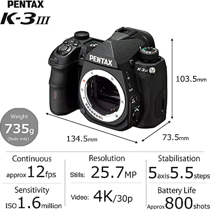 Pentax K-3 Mark III Spiegelreflexkamera Gehäuse schwarz – Bild 3