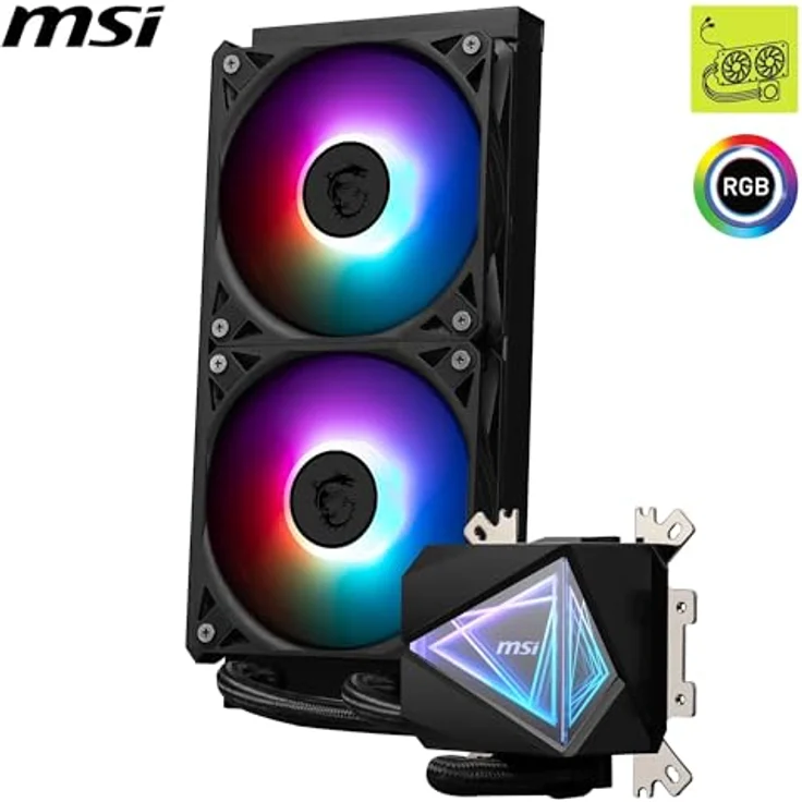 MSI MAG CORELIQUID I240 AIO CPU Wasserkühlung - Vergrößerte Kupferkühlplatte, ARGB & LDB Lüfter, Zweikammer-Wasserblock, Split-Flow Radiator (Intel & AMD Sockel) - Schwarz – Bild 3