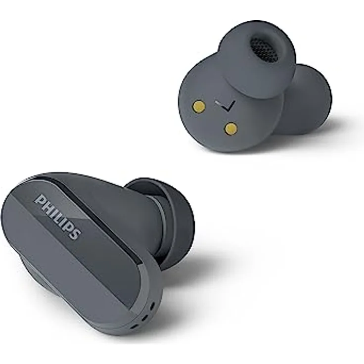 PhilipsTAT3508BK/00 Echte kabellose Kopfhörer|Natürlich klingende Silikon-Ohrhörer|Geräuschunterdrückung|Biszu21 Stunden Spielzeit|Bluetooth|Mikrofon|Ladeetui|USB-C-Kabel|IPX4 wasserbeständig|Schwarz