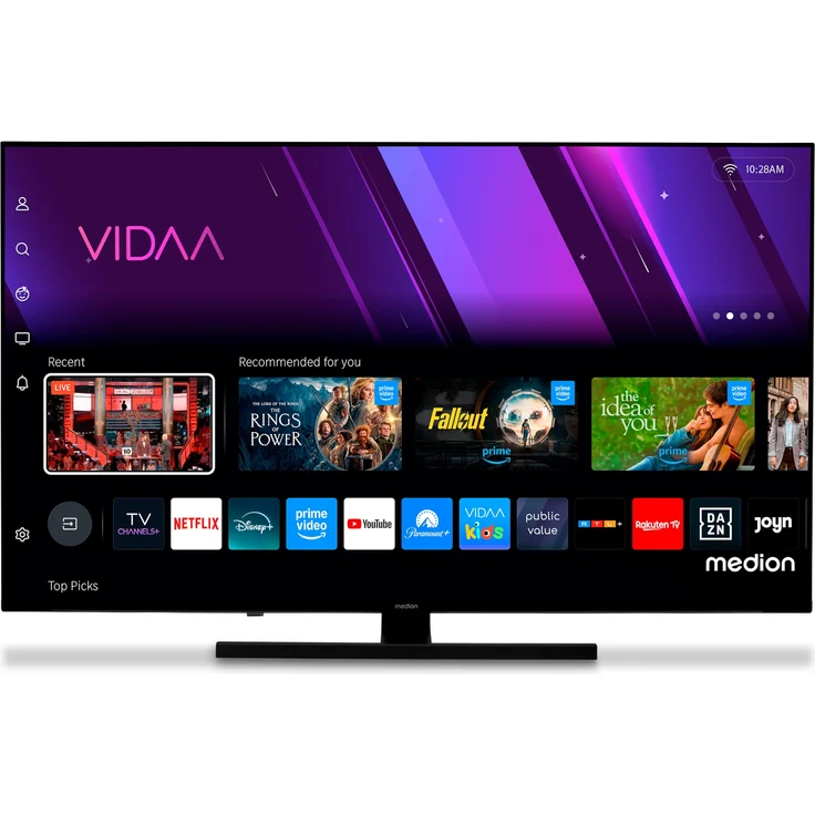 MEDION MD 850600, 50 Zoll QLED Fernseher mit 4K, Smart-TV, Dolby Vision HDR, Bluetooth, Schwarz