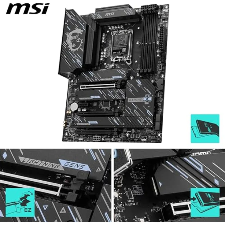 MSI Z890 Gaming Plus WiFi6E, Mainboard mit Intel Sockel 1851, 4x DDR5, PCIe 5.0, WiFi 6E, ATX – Bild 3