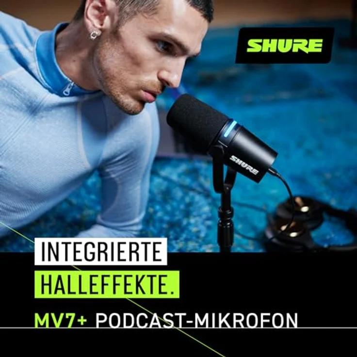 Shure MV7+ Podcast Mikrofon - Verbessertes Audio, LED-Touchpanel, USB-C- und XLR-Ausgänge, Auto-Level-Modus, Pop-Filter, Halleffekte - Schwarz – Bild 5